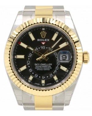 Rolex Sky-Dweller Yellow Gold/Steel Black Index Dial Oyster Bracelet 326933 - PRE-OWNED