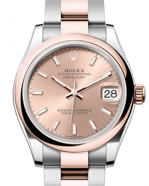 Rolex Datejust 31 Rose Gold/Steel Rose Index Dial & Smooth Domed Bezel Oyster Bracelet 278241 - BRAND NEW