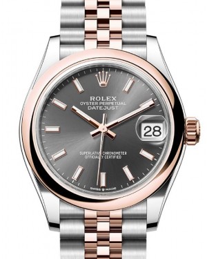 Rolex Datejust 31 Rose Gold/Steel Slate Index Dial & Smooth Domed Bezel Jubilee Bracelet 278241 - BRAND NEW