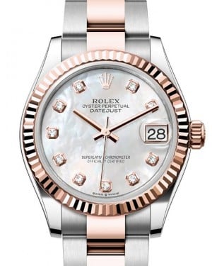 Rolex Datejust 31 Rose Gold/Steel White Mother of Pearl Dial & Fluted Bezel Oyster Bracelet 278271 - BRAND NEW