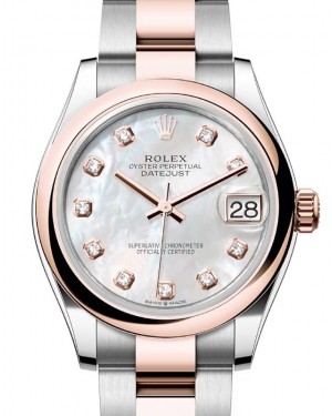 Rolex Datejust 31 Rose Gold/Steel White Mother of Pearl Dial & Smooth Domed Bezel Oyster Bracelet 278241 - BRAND NEW