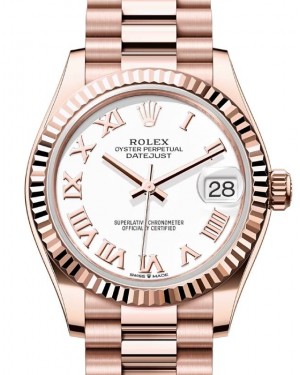 Rolex Datejust 31 Rose Gold White Dial & Fluted Bezel President Bracelet 278275 - BRAND NEW