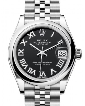 Rolex Datejust 31 Stainless Steel Bright Black Roman Dial & Domed Bezel Jubilee Bracelet 278240 - BRAND NEW