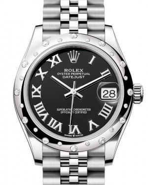 Rolex Datejust 31 White Gold/Steel Bright Black Roman Dial & Diamond Bezel Jubilee Bracelet 278344RBR - BRAND NEW