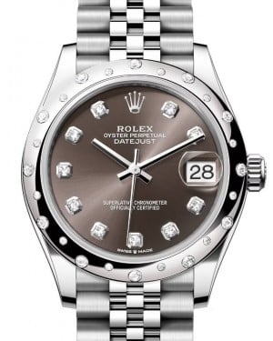 Rolex Datejust 31 White Gold/Steel Dark Grey Diamond Dial & Bezel Jubilee Bracelet 278344RBR - BRAND NEW