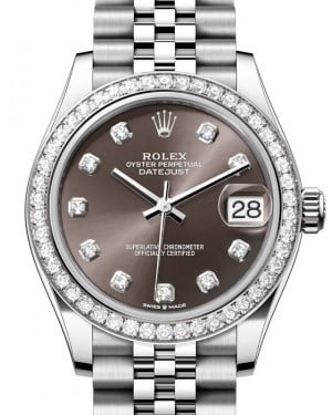 Rolex Datejust 31 White Gold/Steel Dark Grey Diamond Dial & Bezel Jubilee Bracelet 278384RBR - BRAND NEW