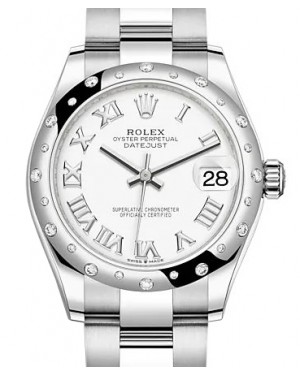 Rolex Datejust 31 White Gold/Steel White Roman Dial & Diamond Bezel Oyster Bracelet 278344RBR - BRAND NEW