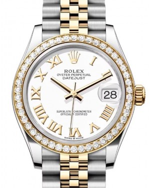 Rolex Datejust 31 Yellow Gold/Steel White Roman Dial & Diamond Bezel Jubilee Bracelet 278383RBR - BRAND NEW