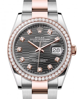 Rolex Datejust 36 Rose Gold/Steel Slate Fluted Motif Diamond Dial & Diamond Bezel Oyster Bracelet 126281RBR - BRAND NEW