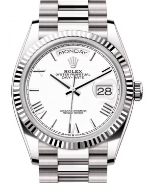 Rolex Day-Date 36 President White Gold White Index/Roman Dial 128239