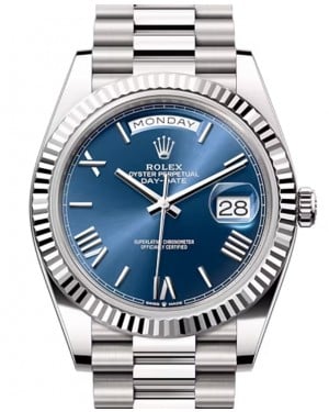 Rolex Day-Date 40 President White Gold Blue Roman Dial 228239 - BRAND NEW