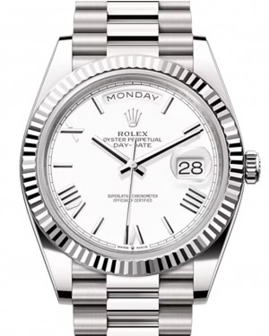 Rolex Day-Date 40 President White Gold White Roman Dial 228239 - PRE-OWNED