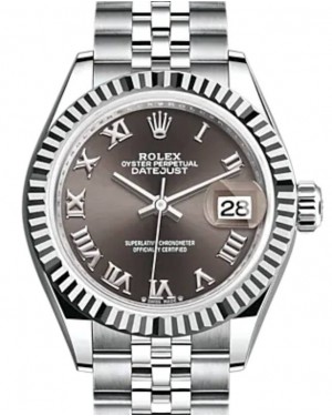 Rolex Lady Datejust 28 White Gold/Steel Dark Grey Roman Dial & Fluted Bezel Jubilee Bracelet 279174 - BRAND NEW
