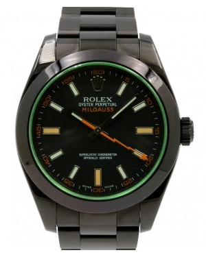 Rolex Milgauss Green Crystal Stainless Steel/PVD Black Dial 116400GV - PRE-OWNED