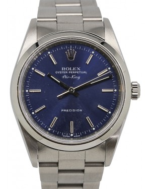 Rolex Oyster Perpetual 34 Stainless Steel Blue Index Dial & Steel Bezel Oyster Bracelet 14000 - PRE-OWNED