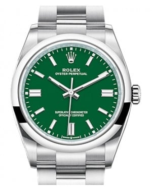 Rolex Oyster Perpetual 36 Stainless Steel Green Index Dial & Smooth Domed Bezel Oyster Bracelet 126000 - BRAND NEW