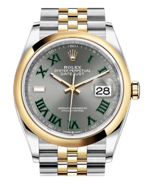 Rolex Datejust 36 Yellow Gold/Steel Slate Dial Domed Bezel Roman Jubilee Bracelet 126203 - BRAND NEW