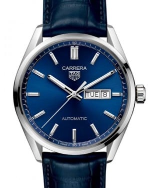 Tag Heuer Carrera Day-Date Stainless Steel 41mm Blue Dial Leather Strap WBN2012.FC6502 - BRAND NEW