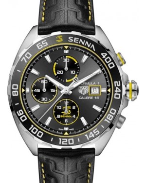 Tag Heuer Formula 1 Senna Special Edition Automatic Chronograph 44mm Stainless Steel Grey Index Dial & Leather Strap CAZ201B.FC6487 - BRAND NEW