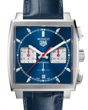 Tag Heuer Monaco Chronograph Stainless Steel 39mm Blue Dial Leather Strap CBL2111.FC6453 - BRAND NEW
