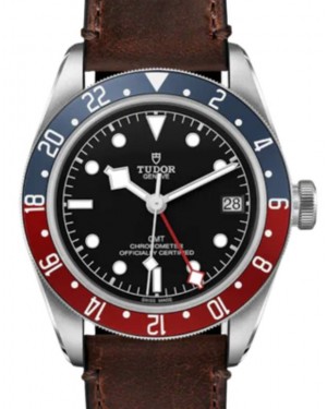 Tudor Black Bay GMT Stainless Steel Black Dial Leather Strap 41mm M79830RB-0002 - BRAND NEW