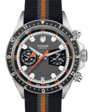 Tudor Sport Watches Heritage Chrono Stainless Steel 42mm Grey/Black Dial Fabric Strap M70330N-0004 - BRAND NEW