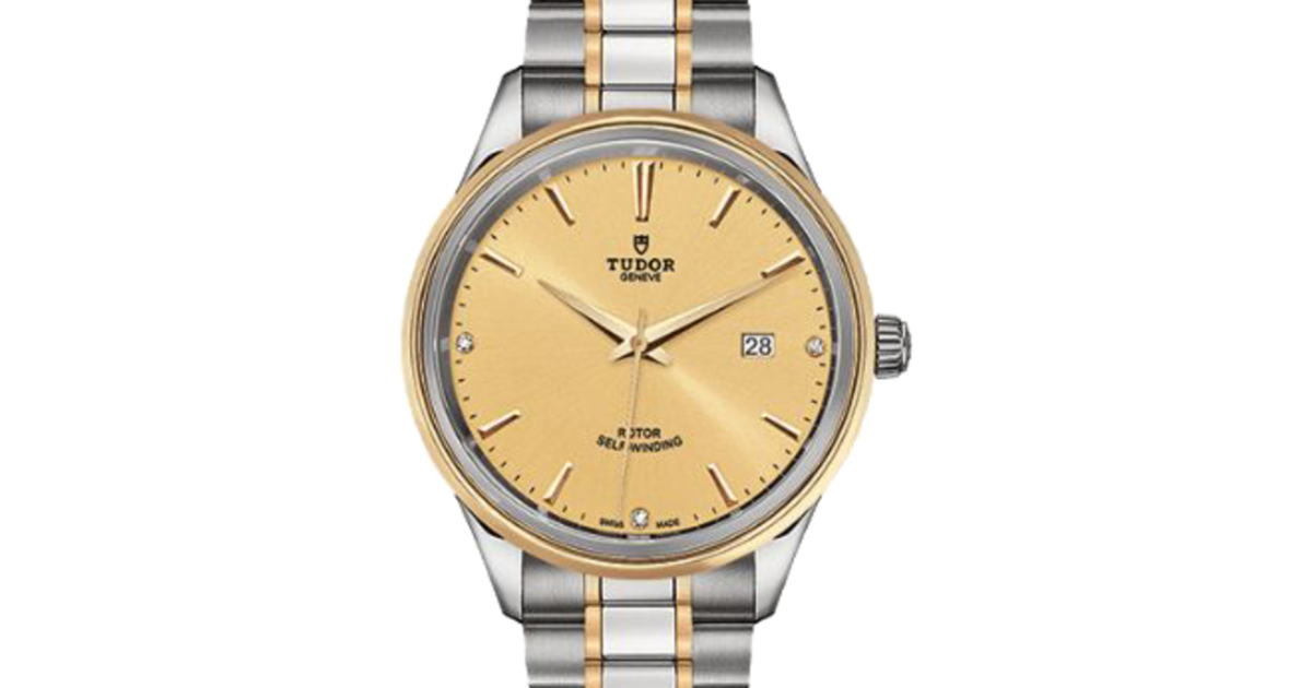 Tudor Style 12703 Champagne Diamond & Index Yellow Gold