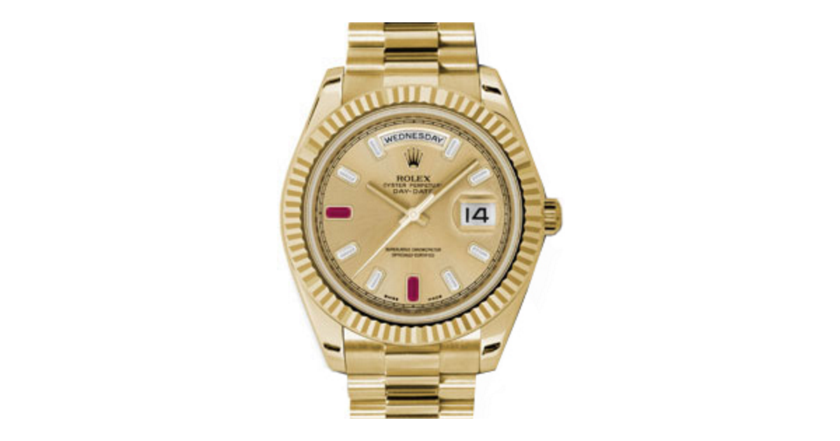 豪華 Rolex Day-Date Baquette Champagne 41mm 218238-CHPBRDP II 靴