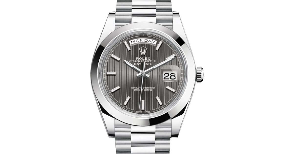 Rolex Day-Date 40 228206 Dark Rhodium Stripe Motif Index
