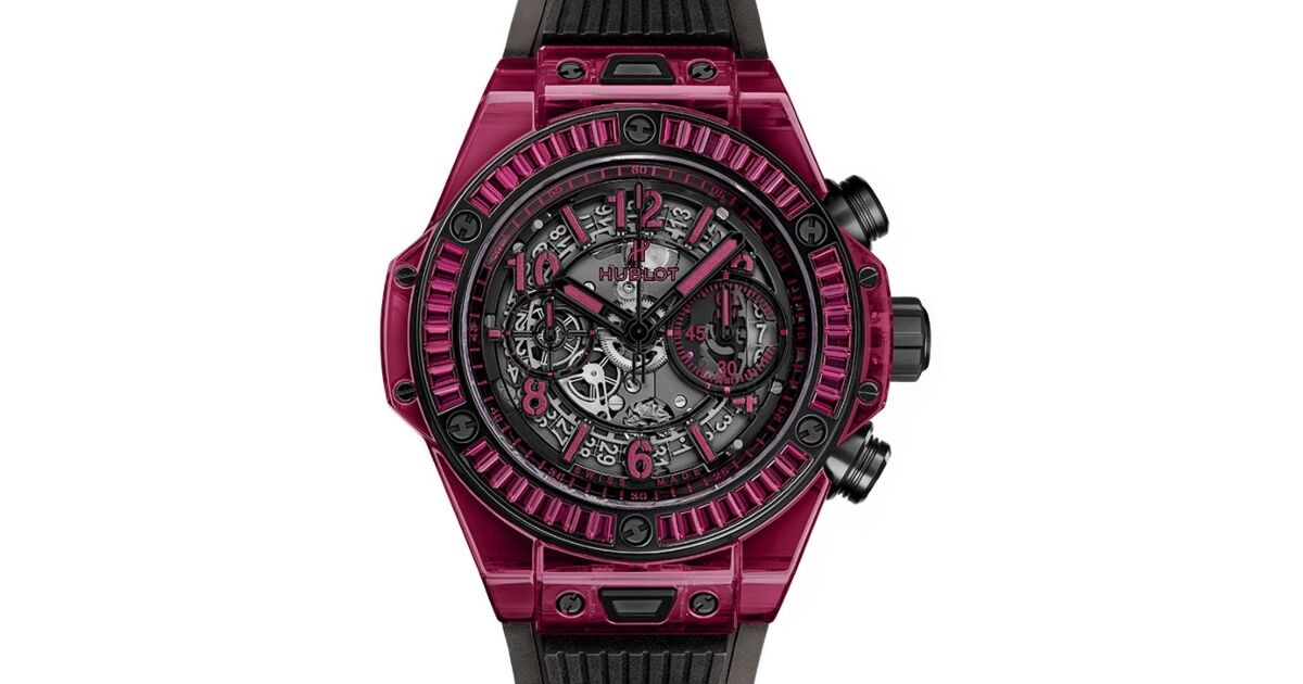 Hublot Big Bang Unico Red Sapphire Baguettes 45mm Skeleton Dial Rubber Stra 411.JR.4901.RT.1902 BRAND NEW