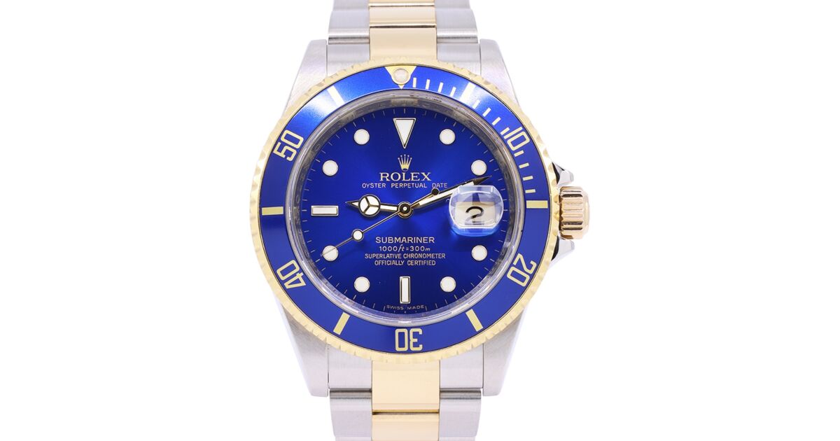 Rolex Submariner 16613 Men's 40mm Blue Index 18k Yellow Gold