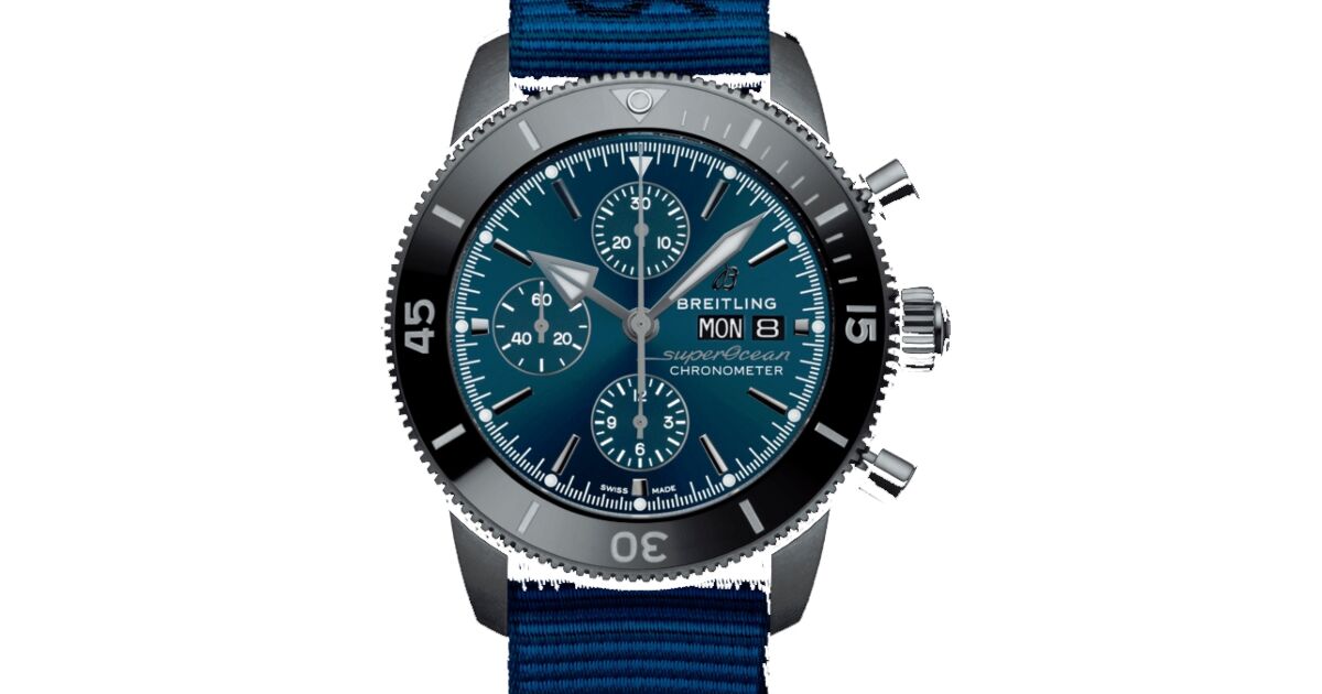 Breitling Superocean Heritage Chronograph 44 Outerknown DLC Stainless Steel Blue Dial M133132A1C1W1 BRAND NEW