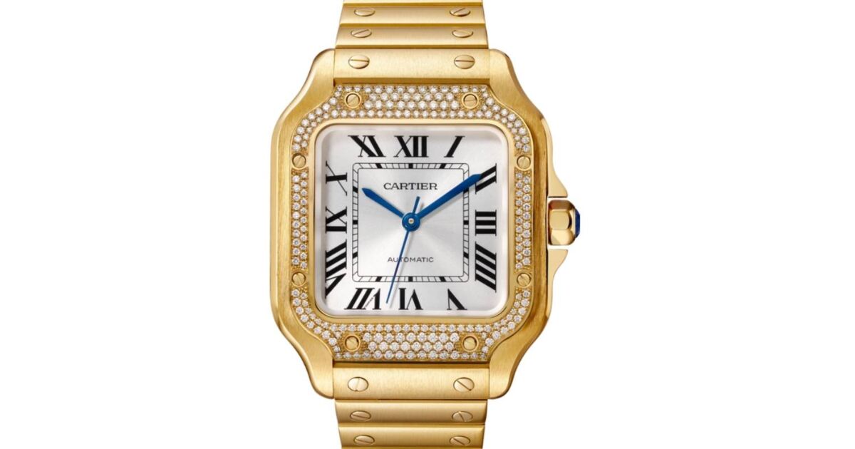 Cartier Santos-Dumont Medium Yellow Gold Diamond Silver