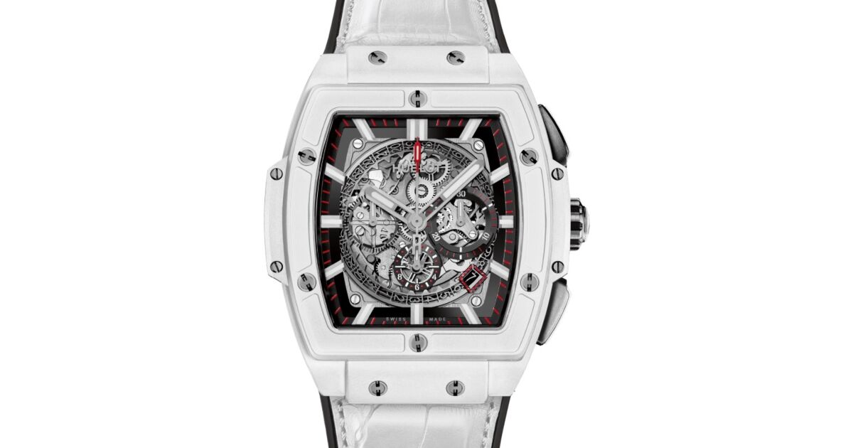Hublot Shaped Spirit of Big Bang Chronograph White Ceramic 45mm Skeleton Dial 601.HX.0173.LR Jaztime