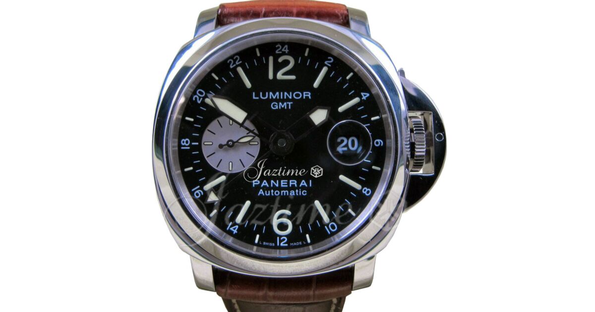 Panerai PAM 88 Luminor GMT 44mm Black Stainless Steel Leather