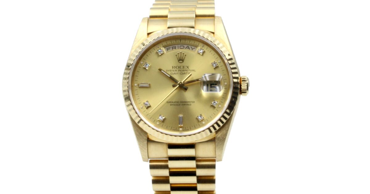 ほんだChampagne 128238 Champagne Diamond Rolex Day-Date 36mm Yellow Gold