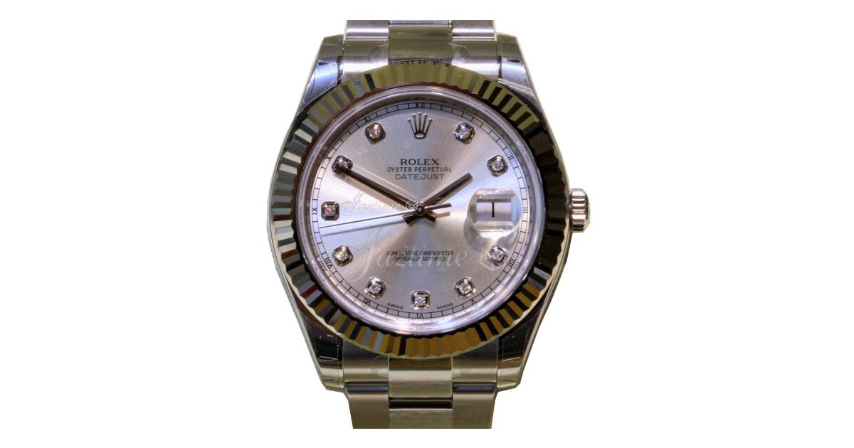 Rolex Datejust II 116334 Diamond Silver 41mm White Gold
