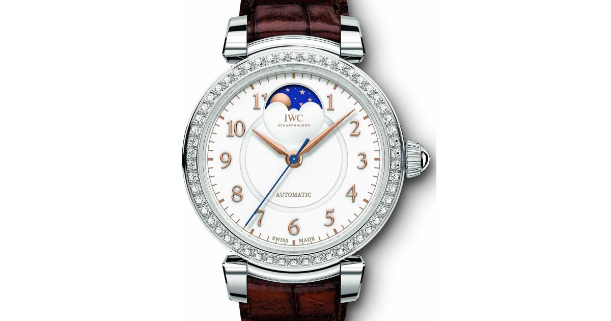 IWC Schaffhausen Da Vinci Automatic Moon Phase 36 IW459307 Silver Arabic Stainless Steel Diamond Bezel 36mm BRAND NEW