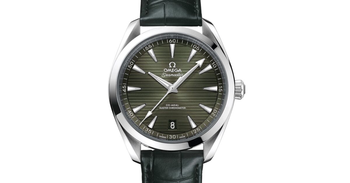 Omega Seamaster Aqua Terra 150M Co Axial Master Chronometer Stainless Steel Green Dial Alligator Leather Strap 41mm 220.13.41.21.10.001 BRAND NEW