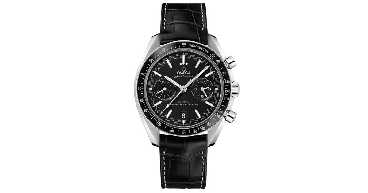OMEGA Speedmaster ブラックレザー Omega Speedmaster Two Counters Racing 44.25mm Steel Black