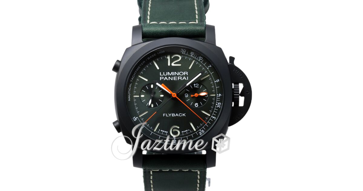 Panerai Luminor Chrono Flyback Black Ceramic Green Dial 44mm