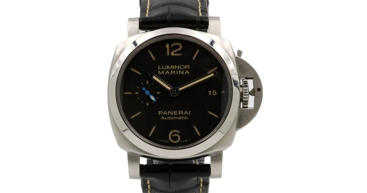 Panerai Luminor 1950 3 Days Automatic Stainless Steel 42mm Black Dial Polished Bezel Leather Strap PAM 1392 PRE OWNED