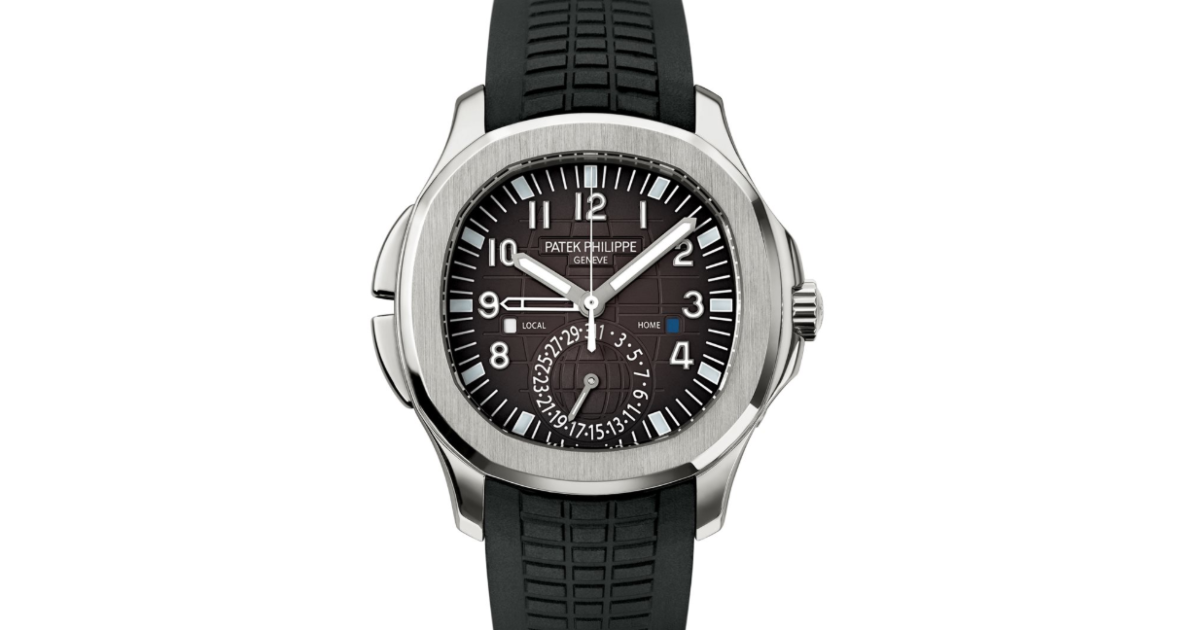 Patek Philippe Aquanaut Travel Time Stainless Steel Black Dial 5164A 001 PRE OWNED