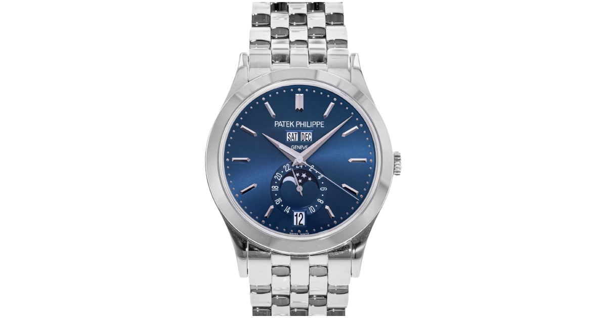 Patek Philippe Complications Day Date Annual Calendar Moon Phases White Gold Blue Dial 5396 1G 001 BRAND NEW
