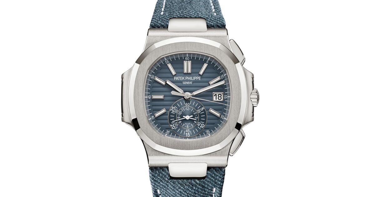Patek Philippe Nautilus Chronograph White Gold Blue Gray Dial 5980 60G 001