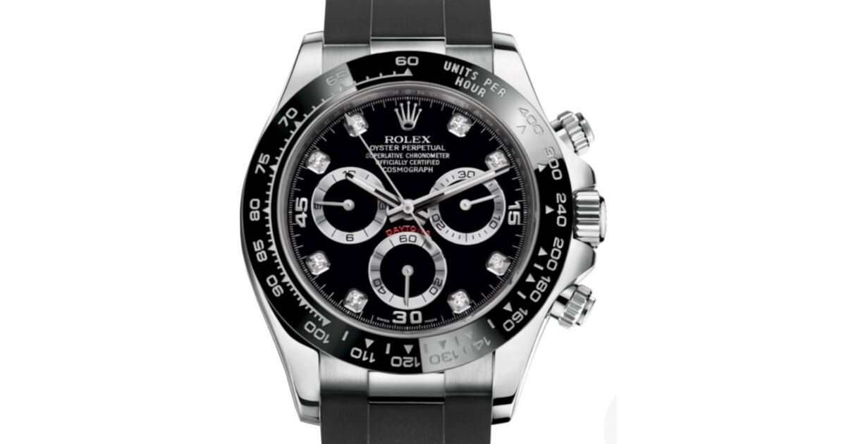 Rolex Daytona White Gold Black Diamond Dial Oysterflex