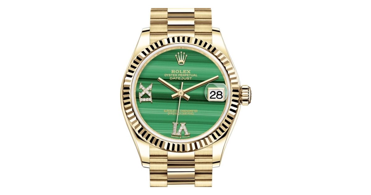 Rolex Datejust 31 Lady Midsize Yellow Gold Green Malachite