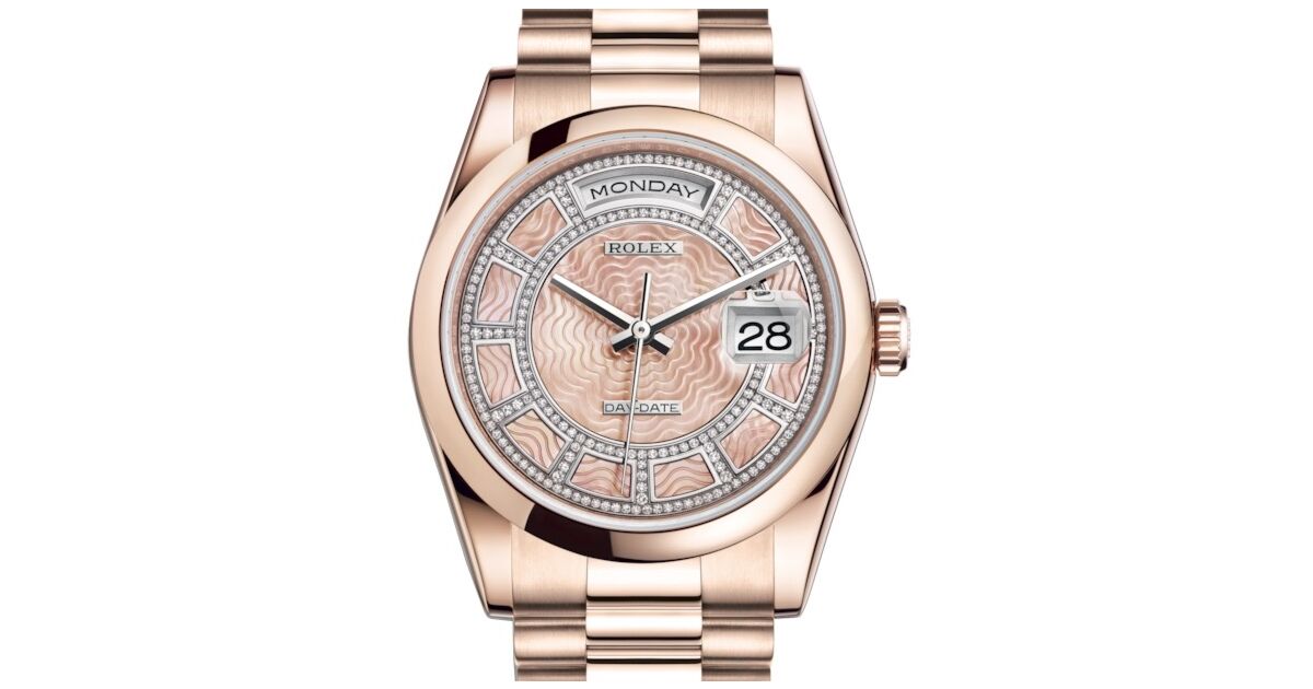 Rolex Day-Date 36 Rose Gold Carousel of Pink Mother of Pearl