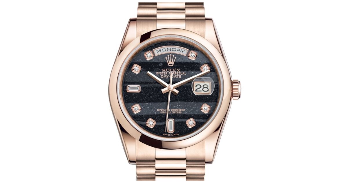 Rolex Day-Date 36 Rose Gold Ferrite Diamond Dial & Smooth
