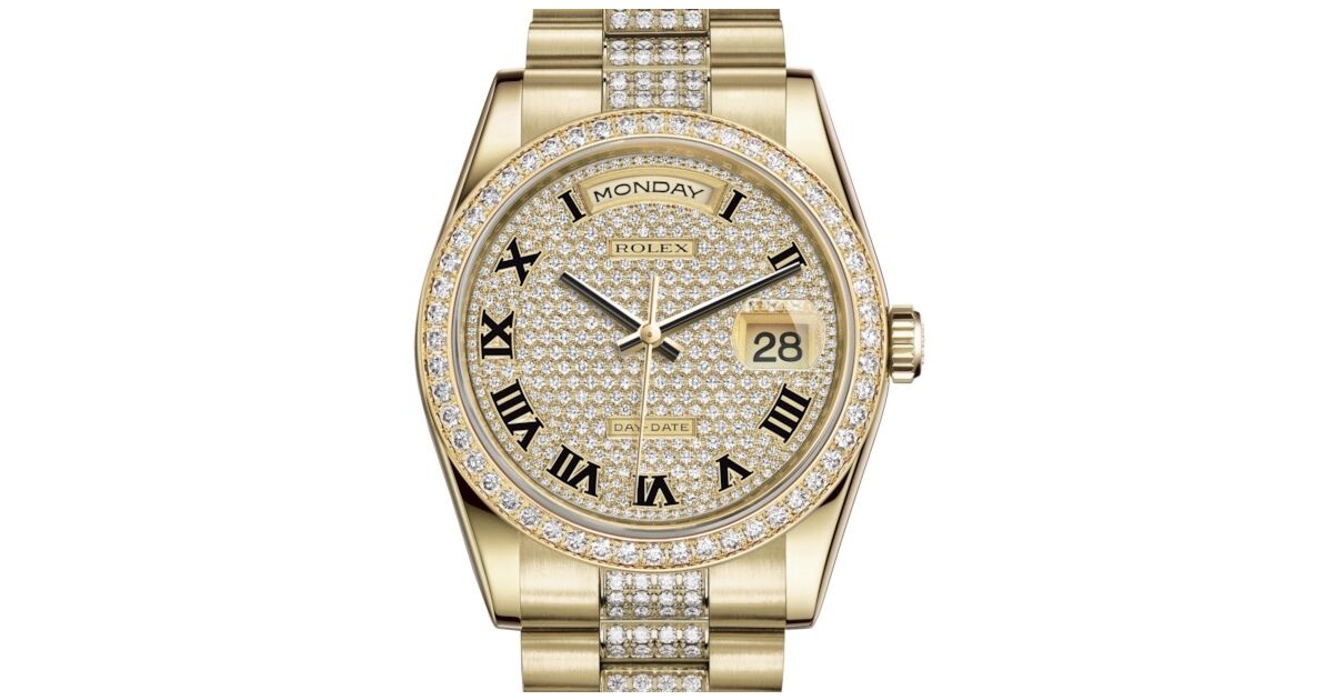 tu☆ 118348 Silver Index President Rolex Day-Date 36mm Yellow